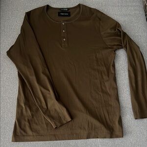 Brown Long Sleeve Henley Shirt